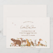 ウッドランドアニマルズフォレストフレンズ赤ちゃんシャワー 招待状 (正面/裏面)