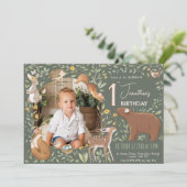 ウッドランドアニマルズフォレストフレンズ赤ちゃんシャワー 招待状 (スタンド正面)