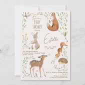 ウッドランドアニマルズフォレストフレンズ赤ちゃんシャワー 招待状 (正面)