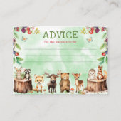 ウッドランドアニマルズフォレストベビーシャワーアドバイスカード アドバイスカード (正面)