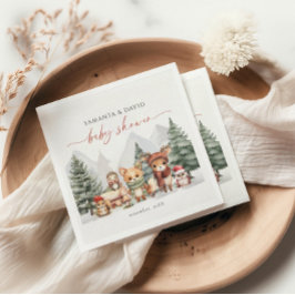 ウッドランドアニマルズフォレストベビーシャワーナプキン スタンダードカクテルナプキン