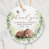 ウッドランドアニマルズフォレスト緑の男の赤ちゃんシャワー フェイバータグ (正面)