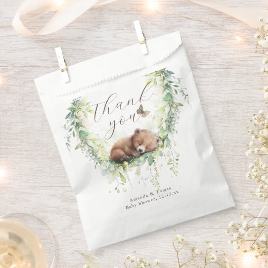 ウッドランドアニマルズフォレスト緑の男の赤ちゃんシャワー フェイバーバッグ (クリップ留めされた状態)
