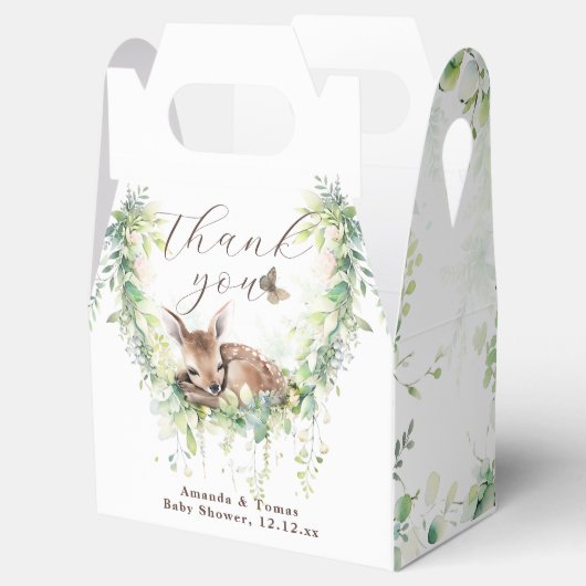 ウッドランドアニマルズフォレスト緑の男の赤ちゃんシャワー フェイバーボックス (オープン)