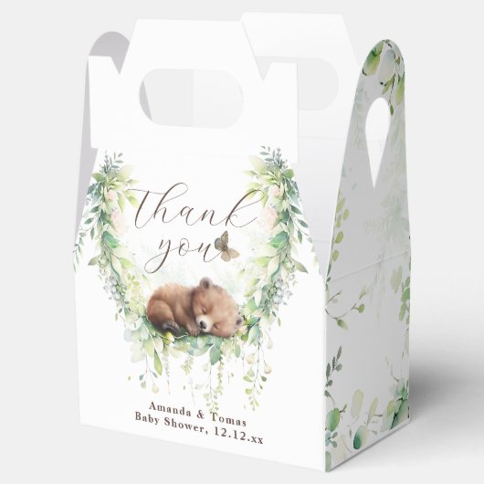 ウッドランドアニマルズフォレスト緑の男の赤ちゃんシャワー フェイバーボックス (オープン)