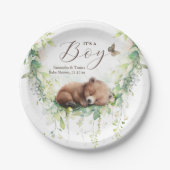 ウッドランドアニマルズフォレスト緑の男の赤ちゃんシャワー ペーパープレート (正面)