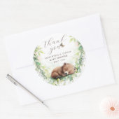 ウッドランドアニマルズフォレスト緑の男の赤ちゃんシャワー ラウンドシール (封筒)