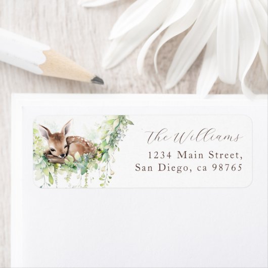 ウッドランドアニマルズフォレスト緑の男の赤ちゃんシャワー ラベル (インサイチュ)