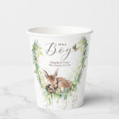 ウッドランドアニマルズフォレスト緑の男の赤ちゃんシャワー 紙コップ (裏面)
