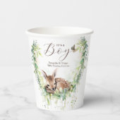 ウッドランドアニマルズフォレスト緑の男の赤ちゃんシャワー 紙コップ (正面)