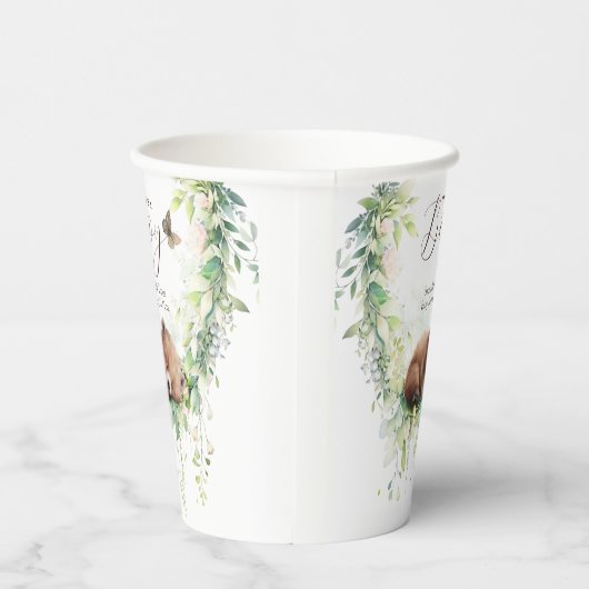 ウッドランドアニマルズフォレスト緑の男の赤ちゃんシャワー 紙コップ (右)