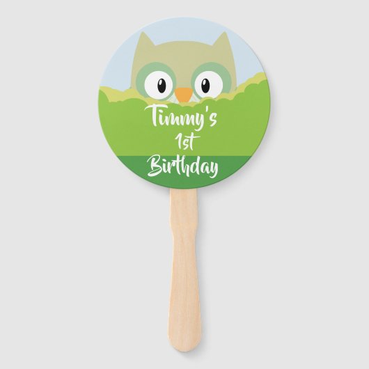 ウッドランドアニマルズフクロウ手扇 ハンドファン (正面)