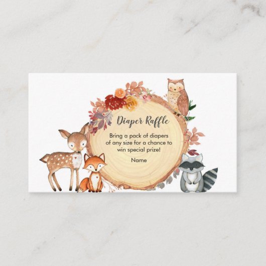ウッドランドアニマルズフレンズオムツラッフル エンクロージャーカード (正面)