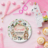 ウッドランドアニマルズフローラウッドスライス赤ちゃんシャワー ペーパープレート (パーティー)