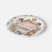 ウッドランドアニマルズフローラウッドスライス赤ちゃんシャワー ペーパープレート (アングル)