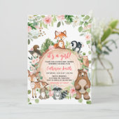 ウッドランドアニマルズフローラウッドスライス赤ちゃんシャワー 招待状 (スタンド正面)