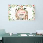 ウッドランドアニマルズフローラウッドスライス赤ちゃんシャワー 横断幕 (トレードショー)