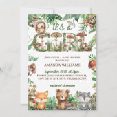 ウッドランドアニマルズフローラガールベビーシャワー 招待状 (正面)