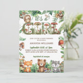 ウッドランドアニマルズフローラガールベビーシャワー 招待状 (スタンド正面)