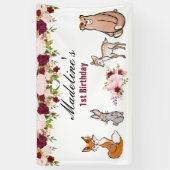 ウッドランドアニマルズブルゴーニュ&ピンクフローラ 横断幕 (縦)