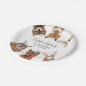 ウッドランドアニマルズブルーバースデーパーティー ペーパープレート (アングル)