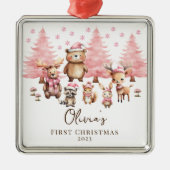 ウッドランドアニマルズベビーガールキープサケオーナメント メタルオーナメント (正面)