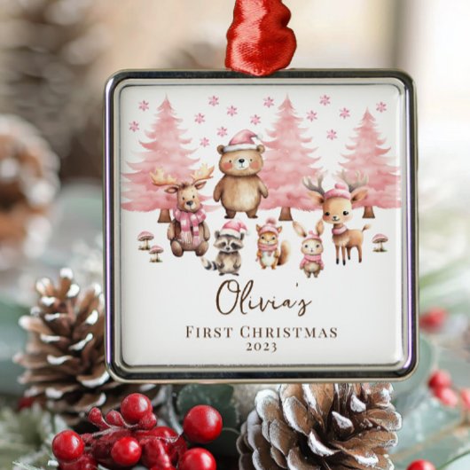 ウッドランドアニマルズベビーガールキープサケオーナメント メタルオーナメント