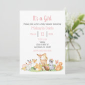 ウッドランドアニマルズベビーガールシャワー招待状 サンキューカード (スタンド正面)