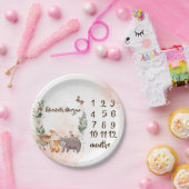 ウッドランドアニマルズベビーガール月マイルストーン ペーパープレート (パーティー)