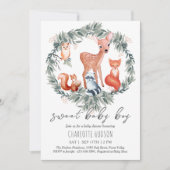 ウッドランドアニマルズベビーシャワーボーイ招待状 招待状 (正面)