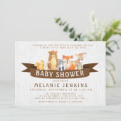 ウッドランドアニマルズベビーシャワー招待状ニュートラル 招待状 (スタンド正面)