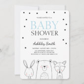 ウッドランドアニマルズベビーシャワー招待状フォレストボーイキツネ 招待状 (正面)