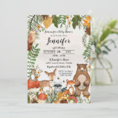 ウッドランドアニマルズベビーシャワー招待状緑 招待状 (スタンド正面)