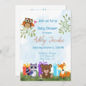 ウッドランドアニマルズベビーシャワー招待状 招待状 (正面/裏面)