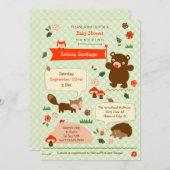 ウッドランドアニマルズベビーシャワー招待状 招待状 (正面/裏面)