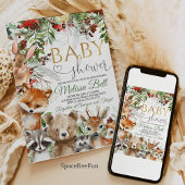 ウッドランドアニマルズベビーシャワー招待状 招待状