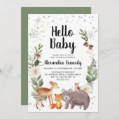 ウッドランドアニマルズベビーシャワー招待状 招待状 (正面/裏面)