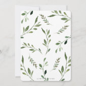 ウッドランドアニマルズベビージャーシャワーシック緑のニュートラル 招待状 (裏面)