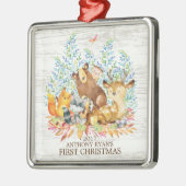 ウッドランドアニマルズベビー初めてのクリスマスオーナメント メタルオーナメント (左)