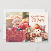 ウッドランドアニマルズベビー初めてのクリスマス シーズンカード (正面)
