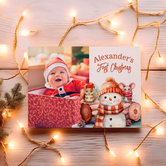 ウッドランドアニマルズベビー初めてのクリスマス シーズンカード