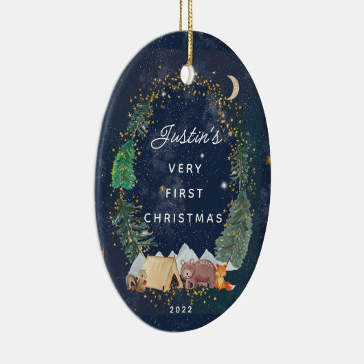 ウッドランドアニマルズベビー初めてのクリスマス セラミックオーナメント (右)