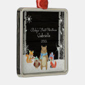 ウッドランドアニマルズベビー初めてのクリスマス メタルオーナメント (右)