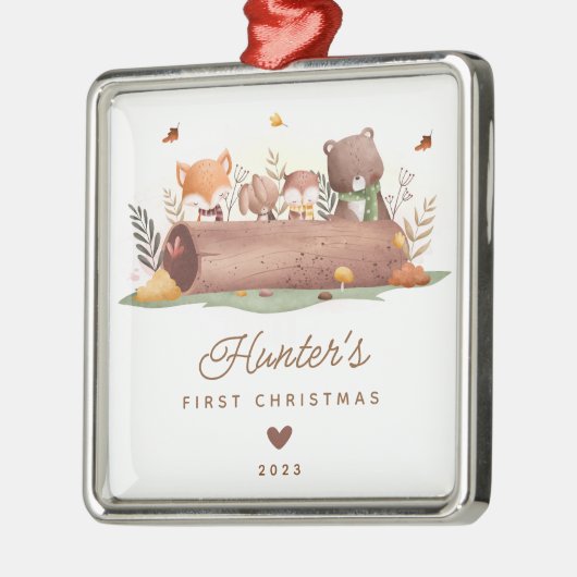ウッドランドアニマルズベビー初めてのクリスマス メタルオーナメント (左)
