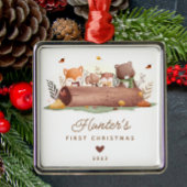 ウッドランドアニマルズベビー初めてのクリスマス メタルオーナメント