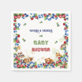 ウッドランドアニマルズベリーグリーン赤ちゃんシャワー スタンダードカクテルナプキン (正面)