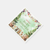 ウッドランドアニマルズベリー花ベビーシャワー スタンダードカクテルナプキン (角)