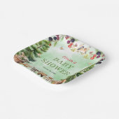 ウッドランドアニマルズベリー花ベビーシャワー ペーパープレート (傾斜あり)