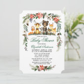 ウッドランドアニマルズホリデーグリーンベビーシャワー 招待状 (スタンド正面)