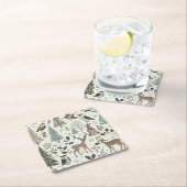 ウッドランドアニマルズホリデー紙コースター スクエアペーパーコースター (インサイチュ)